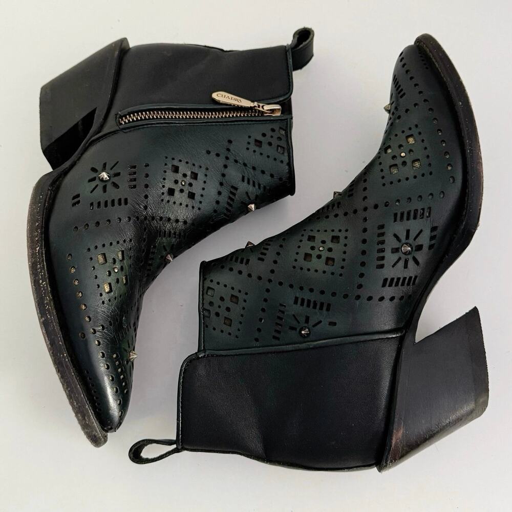 Cuadra genuine cowhide leather ankle boots eyelet studded booties women’s size 8